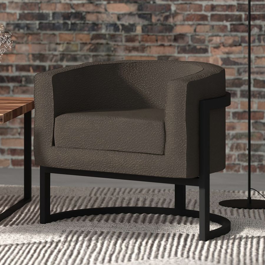 Zhuri Accent Chair in Charcoal Boucle and Black - Image 8