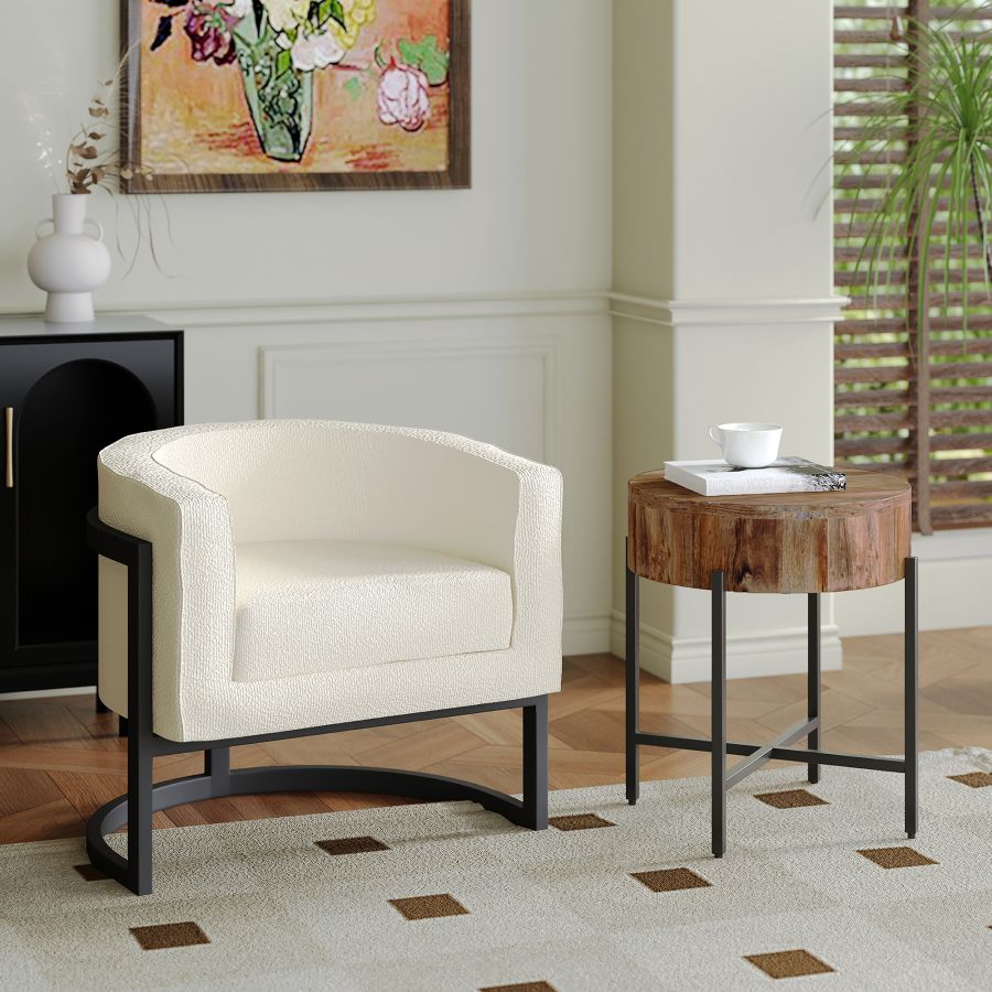 Zhuri Accent Chair in Ivory Boucle and Black - Image 8