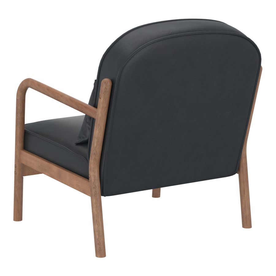 Fani Accent Chair, Faux Leather in Black and Walnut - Image 7