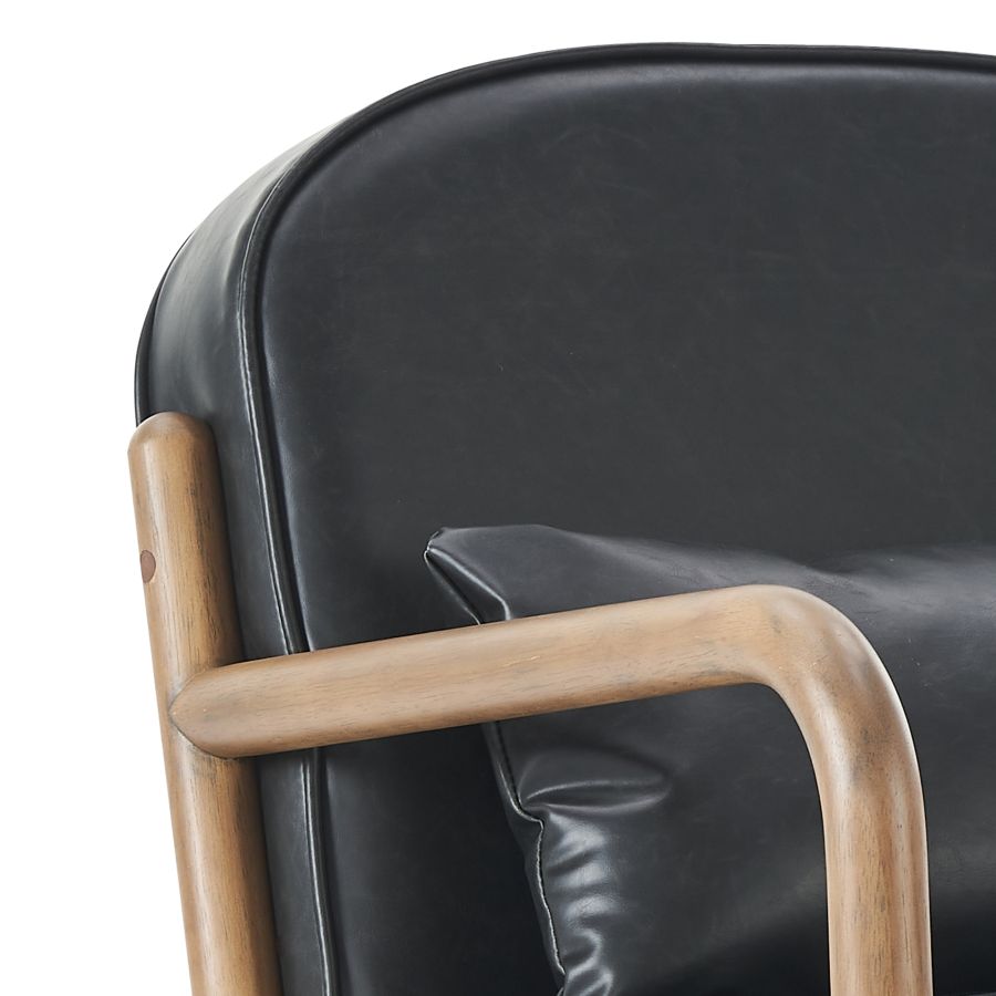 Fani Accent Chair, Faux Leather in Black and Walnut - Image 3