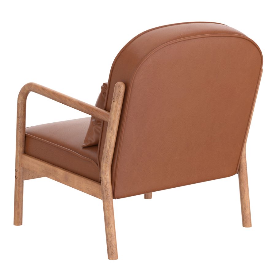 Fani Accent Chair, Faux Leather in Saddle and Walnut - Image 7
