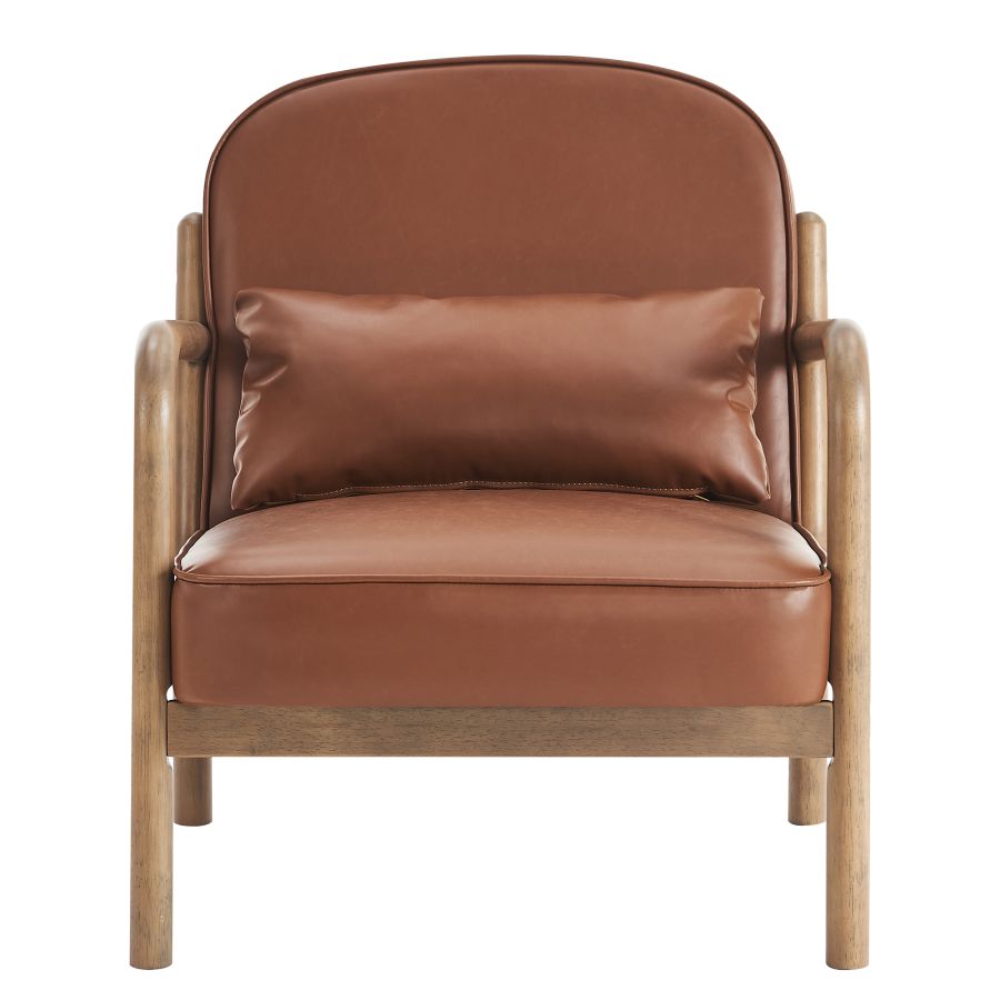 Fani Accent Chair, Faux Leather in Saddle and Walnut - Image 5