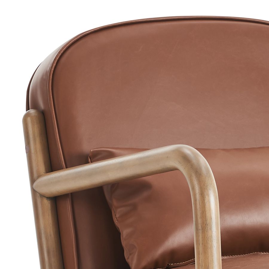 Fani Accent Chair, Faux Leather in Saddle and Walnut - Image 3