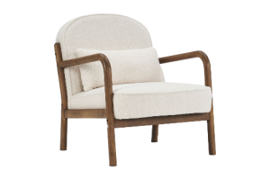 Fani Accent Chair, Fabric in White Boucle and Walnut