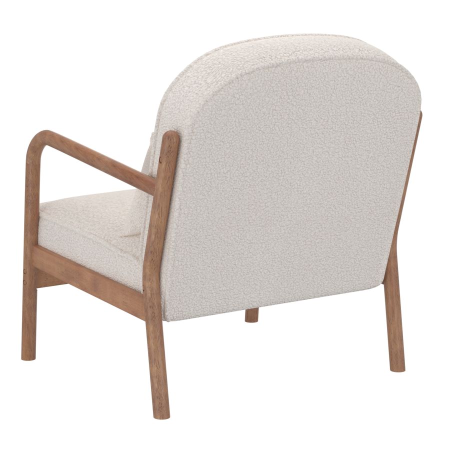 Fani Accent Chair, Fabric in White Boucle and Walnut - Image 5