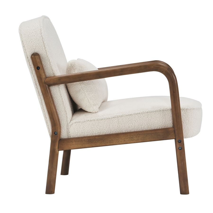 Fani Accent Chair, Fabric in White Boucle and Walnut - Image 4