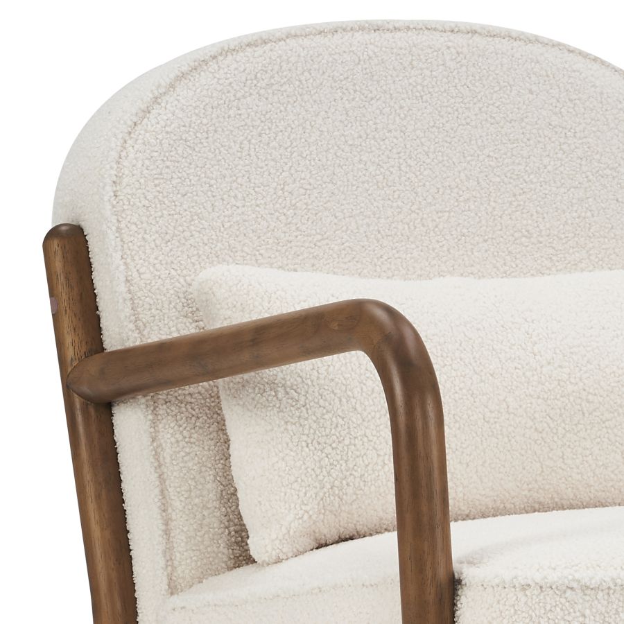 Fani Accent Chair, Fabric in White Boucle and Walnut - Image 3