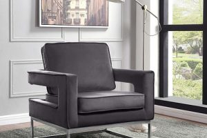 Accent Chair with Silver Metal Frame