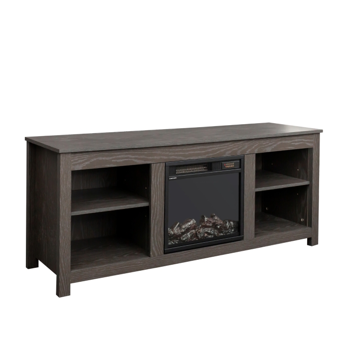 58" TV Stand with Fireplace, Grey