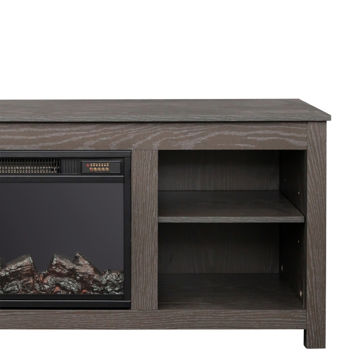 58" TV Stand with Fireplace, Grey - Image 3