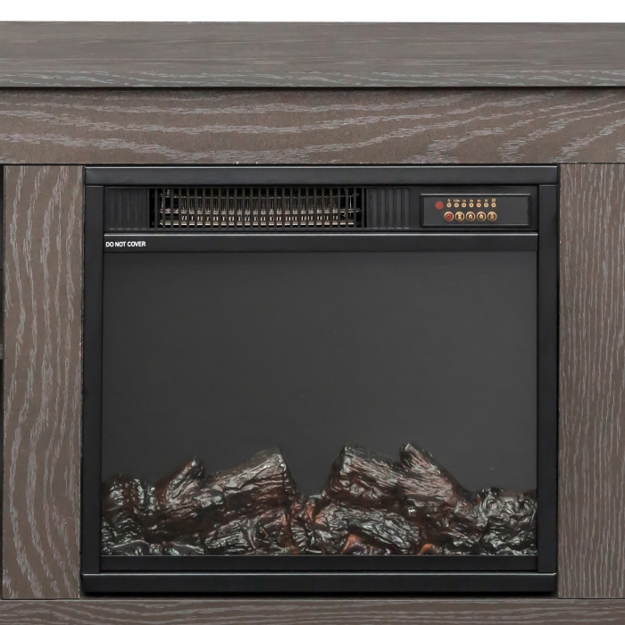58" TV Stand with Fireplace, Grey - Image 5