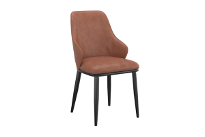 Kash Dining Chair, Faux Leather, set of 2, in Saddle and Black