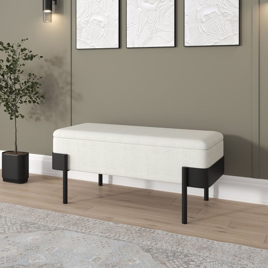 Odell Ivory & Black Storage Bench - Image 2