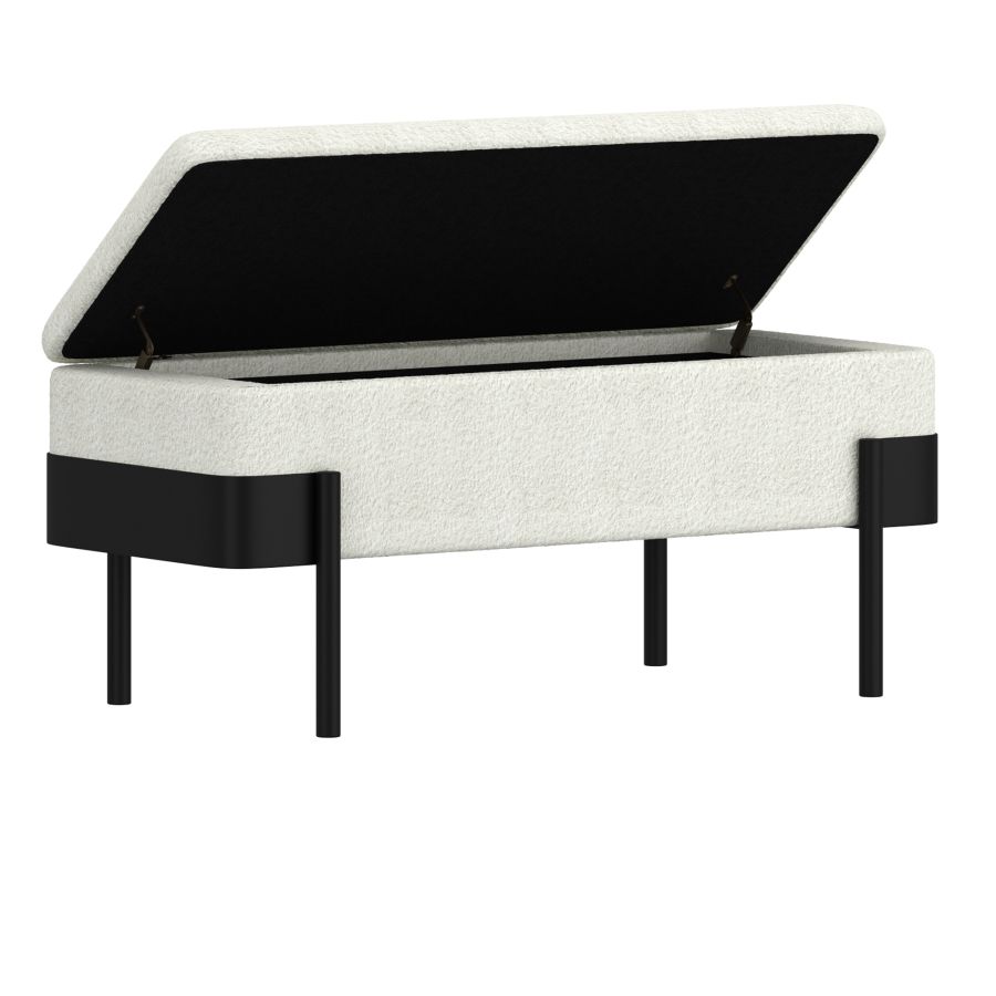 Odell Ivory & Black Storage Bench - Image 3