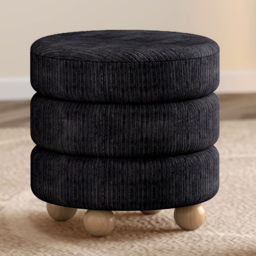 Willo Round Ottoman in Black - Image 2