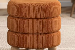 Alternative view of Willo Round Ottoman in Rust Brown