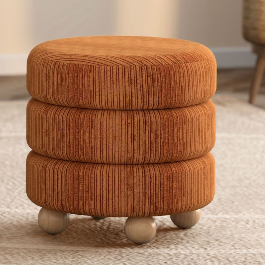 Willo Round Ottoman in Rust Brown - Image 2