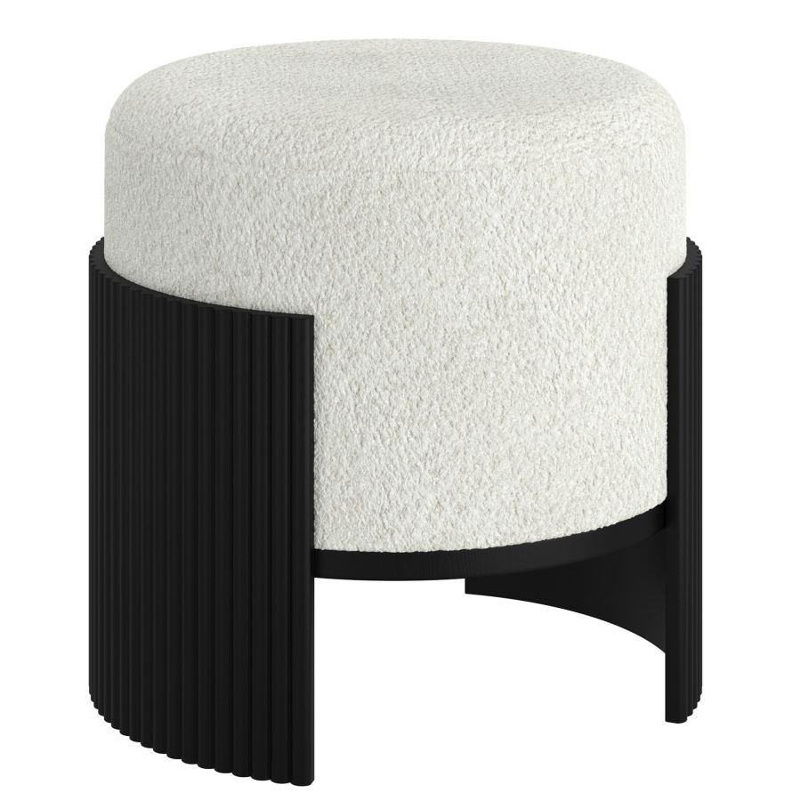 Kiraz Ivory & Black Round Ottoman - Image 6