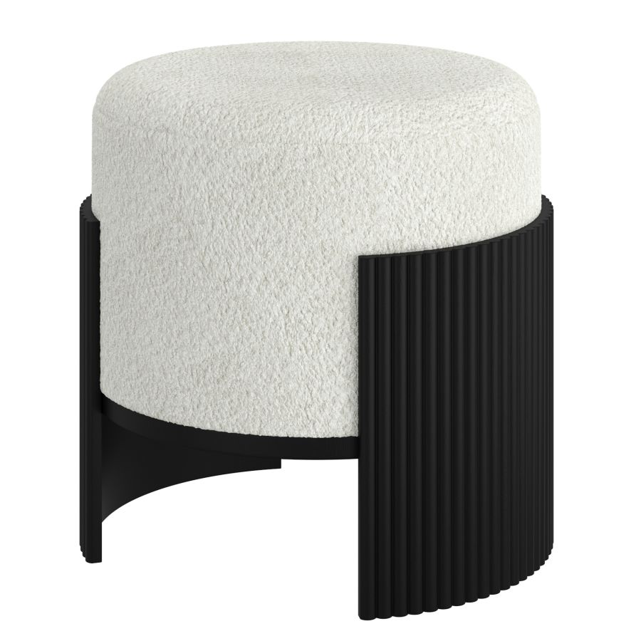 Kiraz Ivory & Black Round Ottoman - Image 5