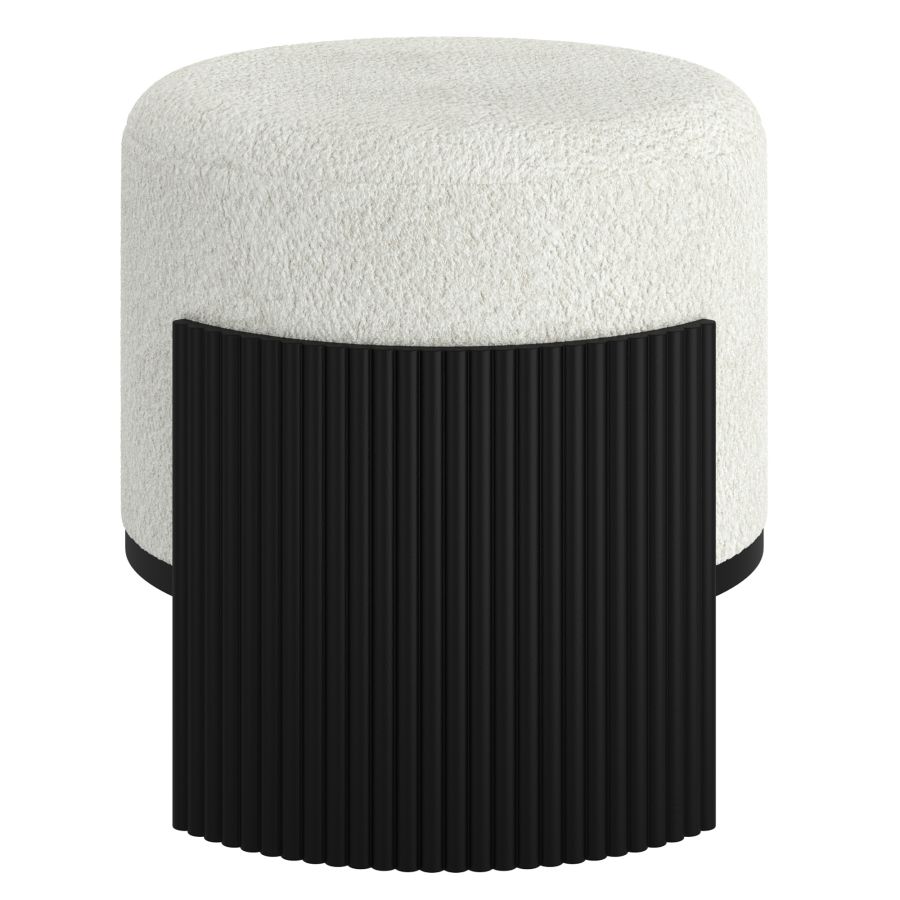 Kiraz Ivory & Black Round Ottoman - Image 4