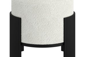 Alternative view of Kiraz Ivory & Black Round Ottoman