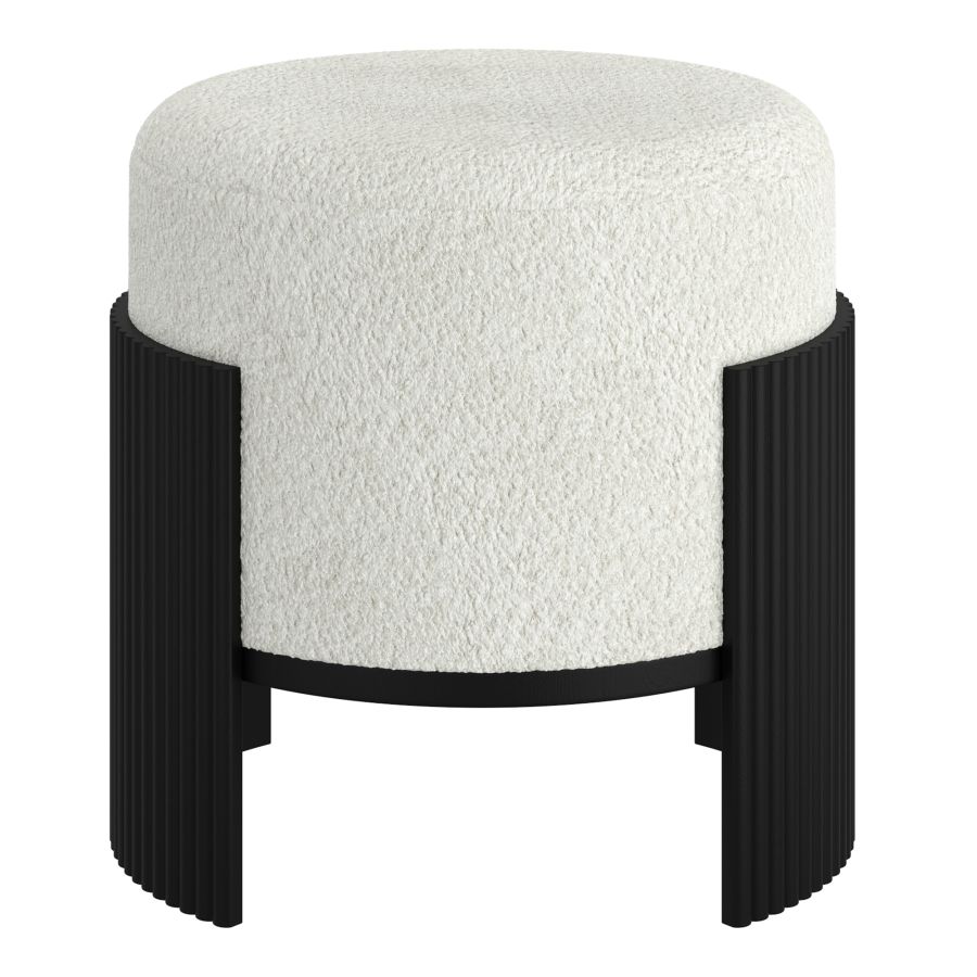Kiraz Ivory & Black Round Ottoman - Image 2