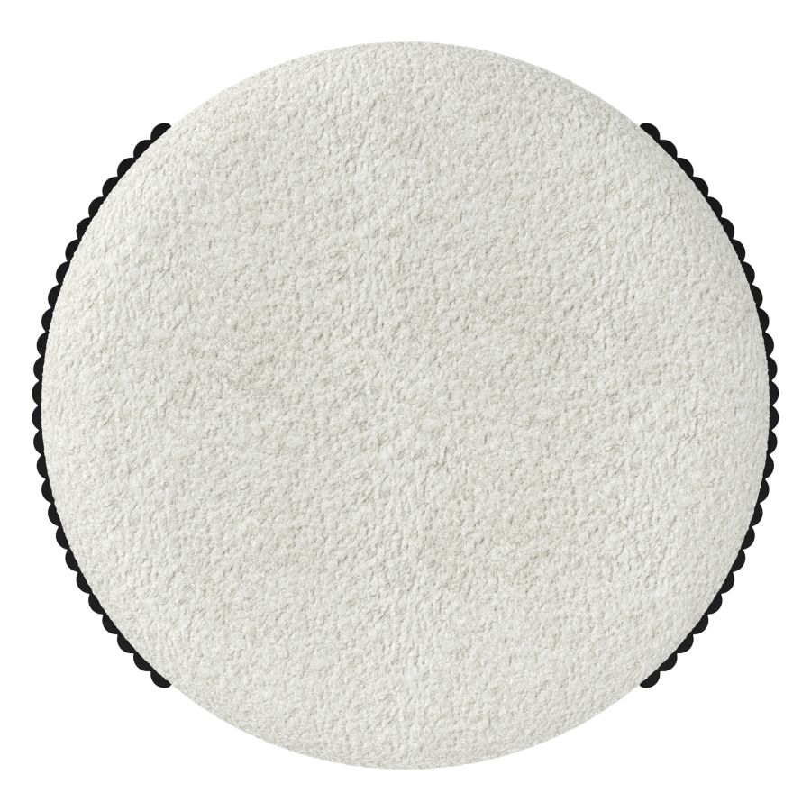 Kiraz Ivory & Black Round Ottoman - Image 3