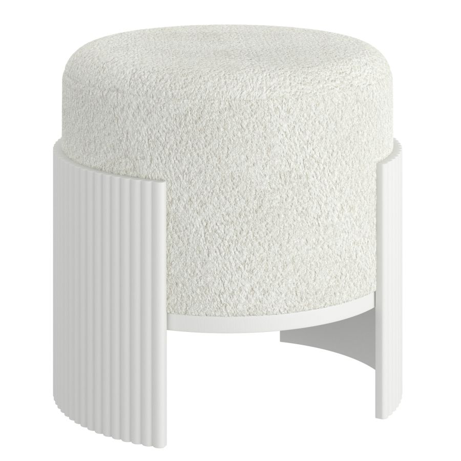 Kiraz Ivory & White Round Ottoman - Image 8
