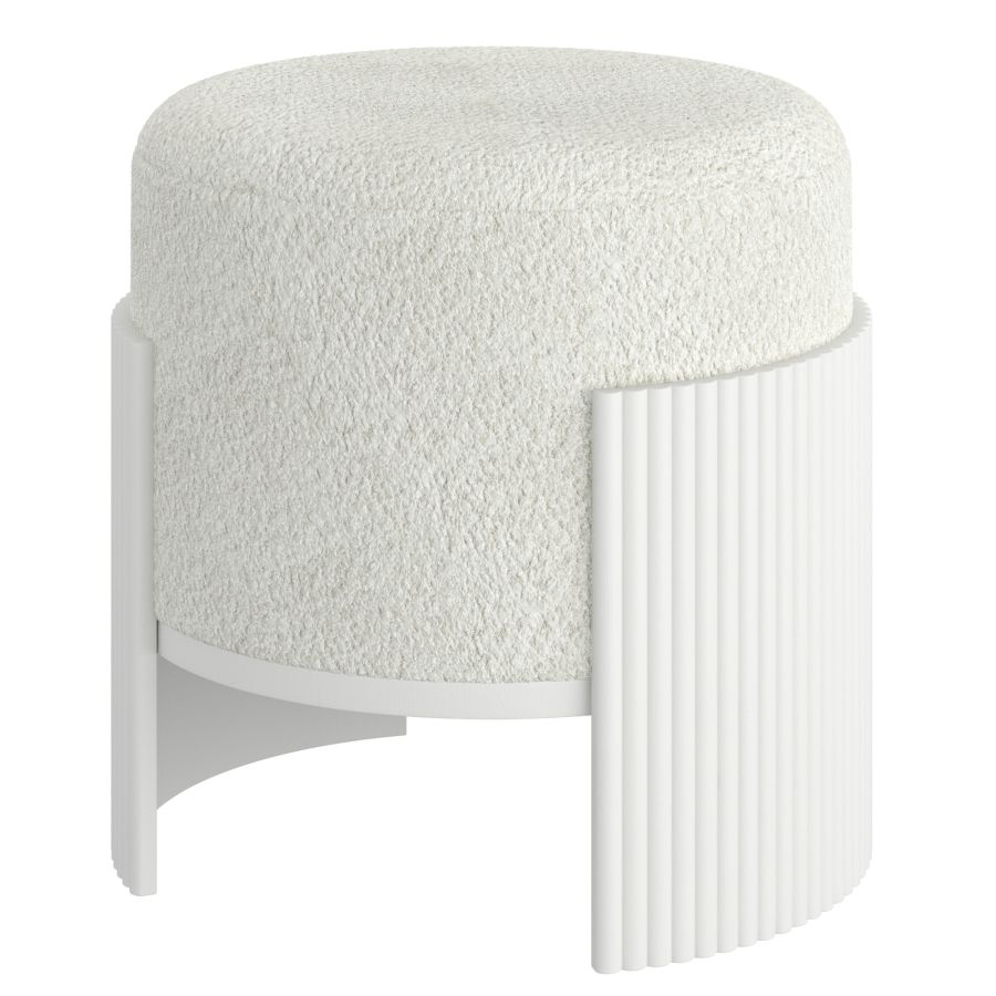 Kiraz Ivory & White Round Ottoman - Image 7