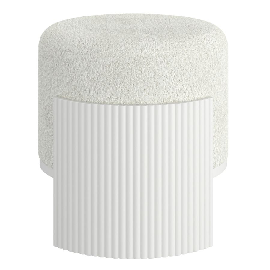 Kiraz Ivory & White Round Ottoman - Image 6