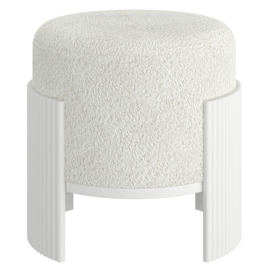 Kiraz Ivory & White Round Ottoman - Image 5