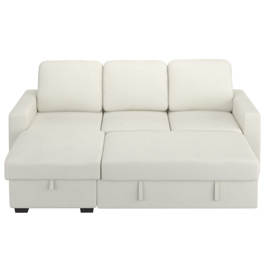 Alfonso Performance Fabric Sofa Bed & Storage in Beige - Image 7
