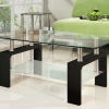 Contemporary Glass Coffee Table with Black Base