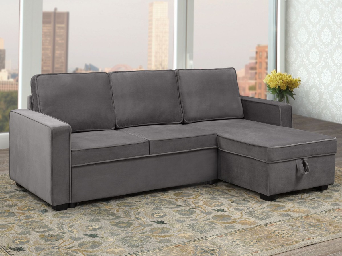 Charcoal Sectional Sofa Bed - Grey - Image 3