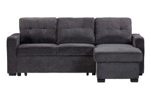 Compact Charcoal Sleeper Sofa with Chaise