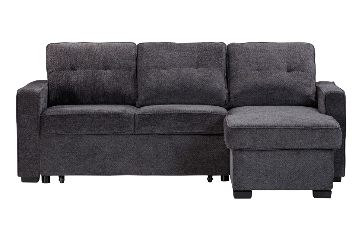 Compact Charcoal Sleeper Sofa with Chaise