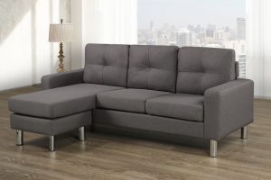 Alternative view of Dark Grey Sectional Sofa with Chrome Legs