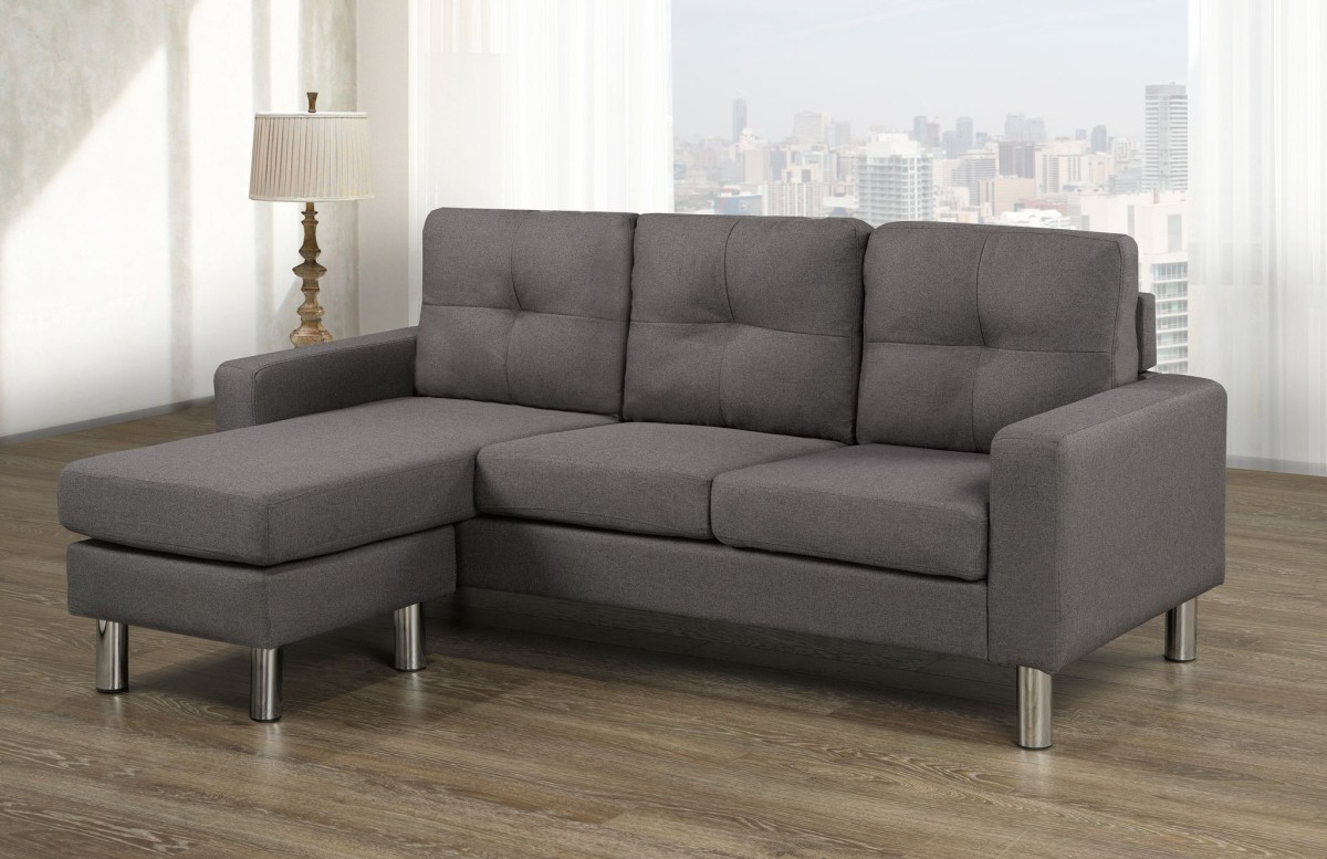 Dark Grey Sectional Sofa with Chrome Legs - Image 2