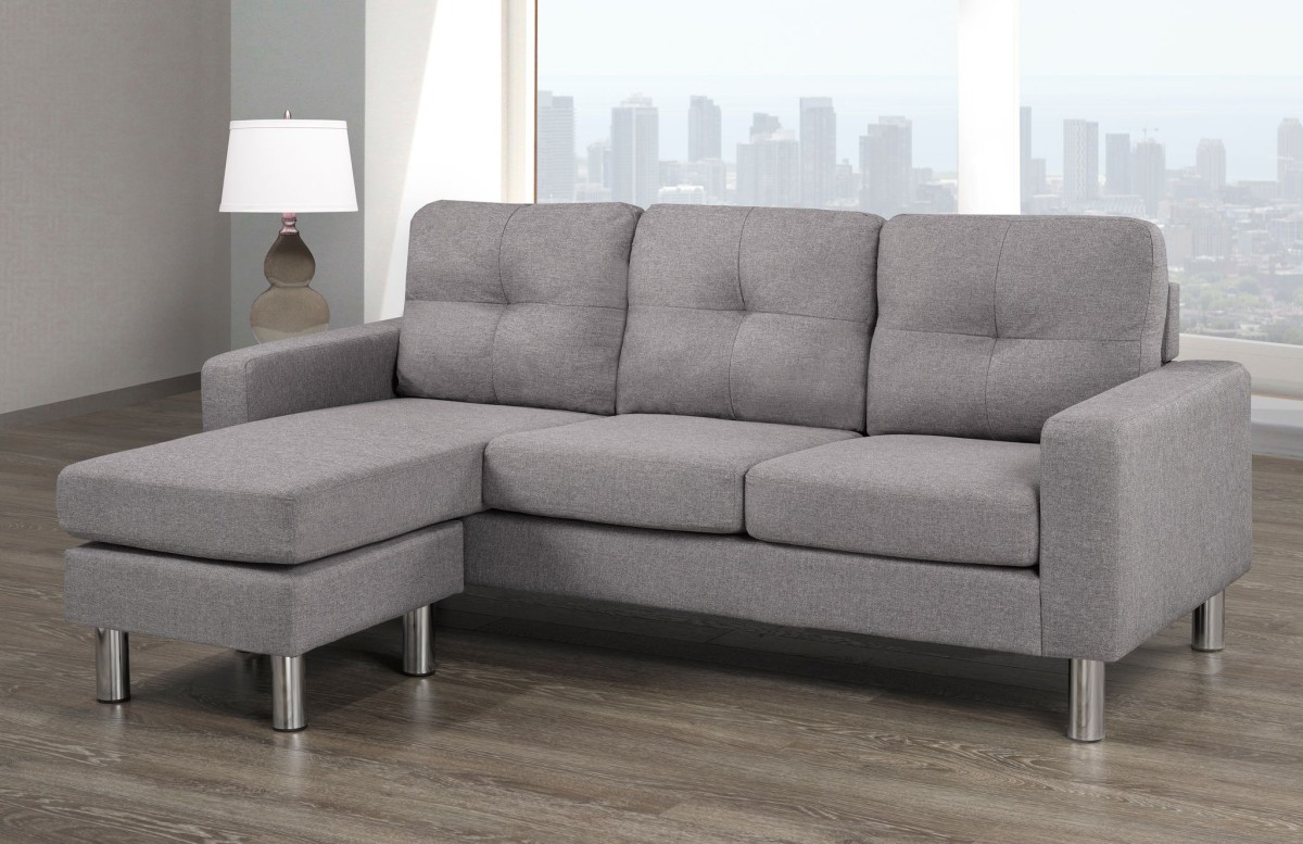 Grey Sectional Sofa with Chrome Legs - Image 2