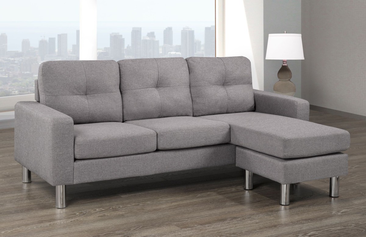 Grey Sectional Sofa with Chrome Legs - Image 3