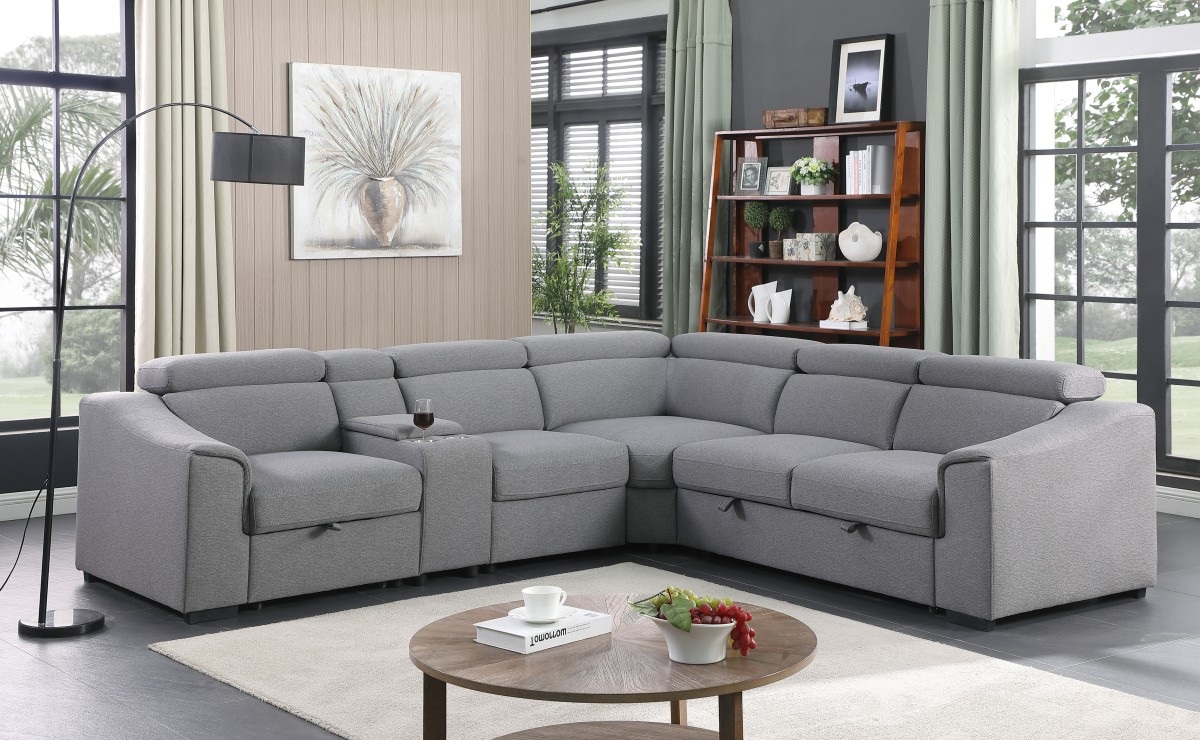 RHF Sectional Sofa Bed - Grey - Image 2