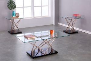 Alternative view of 3-PIECE COFFEE TABLE SET - BLACK/ROSE GOLD