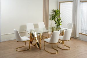 Grove White/Gold 7 Pcs dining Set