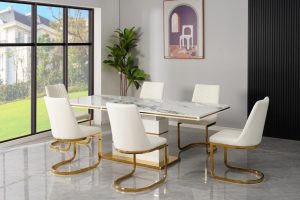 Grove White/Gold 7 Pcs dining Set