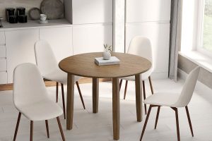 Conrad/Lyna 5pc Dining Set in Walnut with Beige Chair