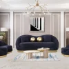 2122 Black 3 Pcs Sofa Set