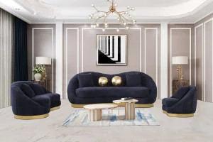 2122 Black 3 Pcs Sofa Set