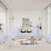 2122 White 3 Pcs Sofa Set