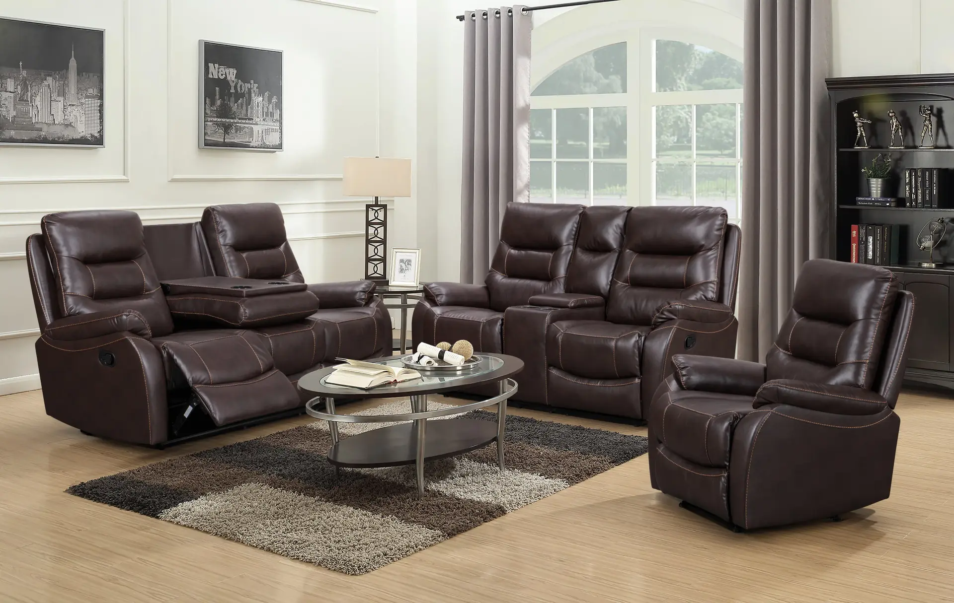 8090 Reclining 3 Pcs Sofa Set