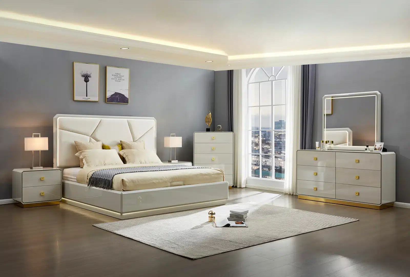BEDROOM SET (BEIGE)